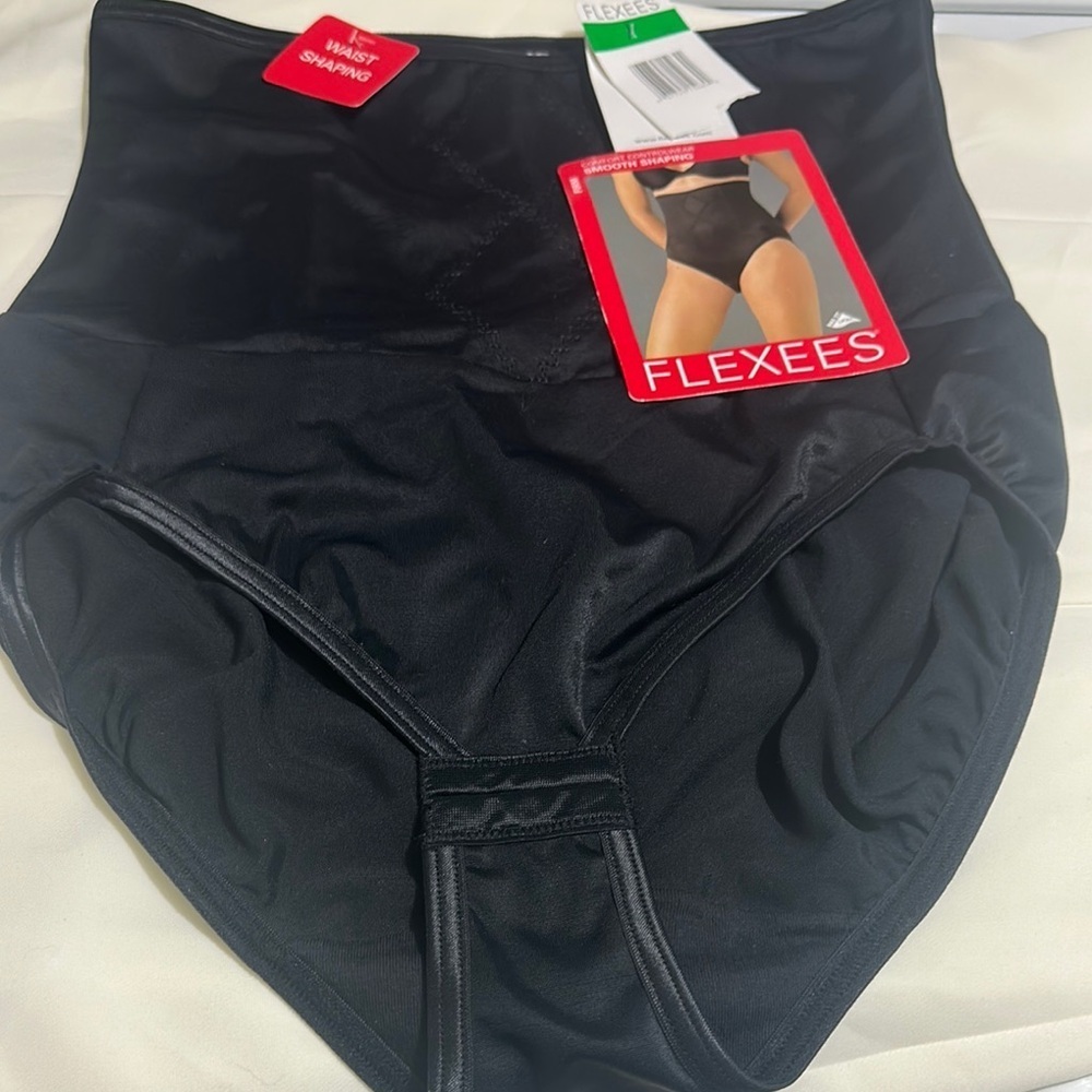 Flexees Black High-Waist Shapewear with Reinforced Waistband